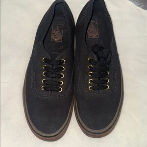 Vans Men's Black Sneakers with Gold Eyelets